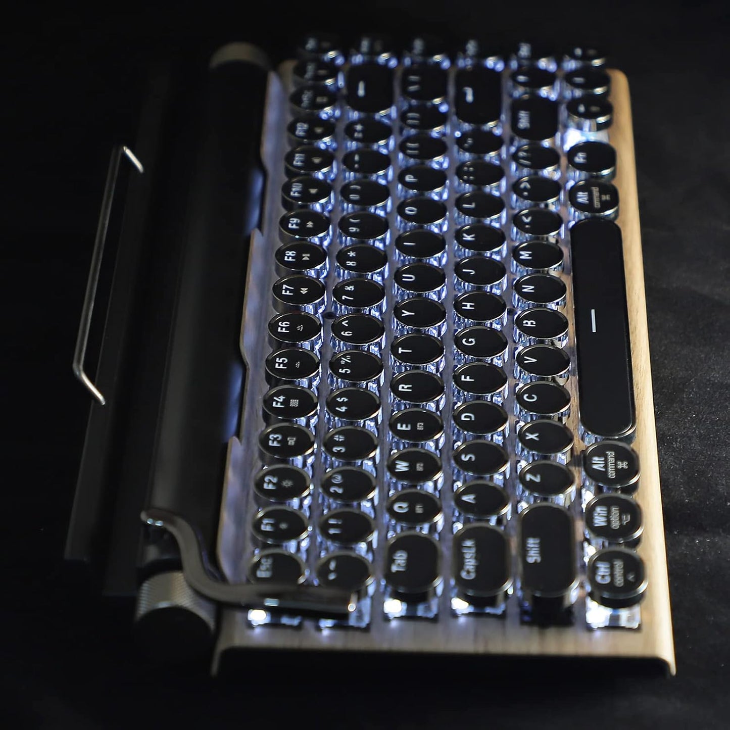 Typewriter-Style Retro Mechanical Wood Keyboard