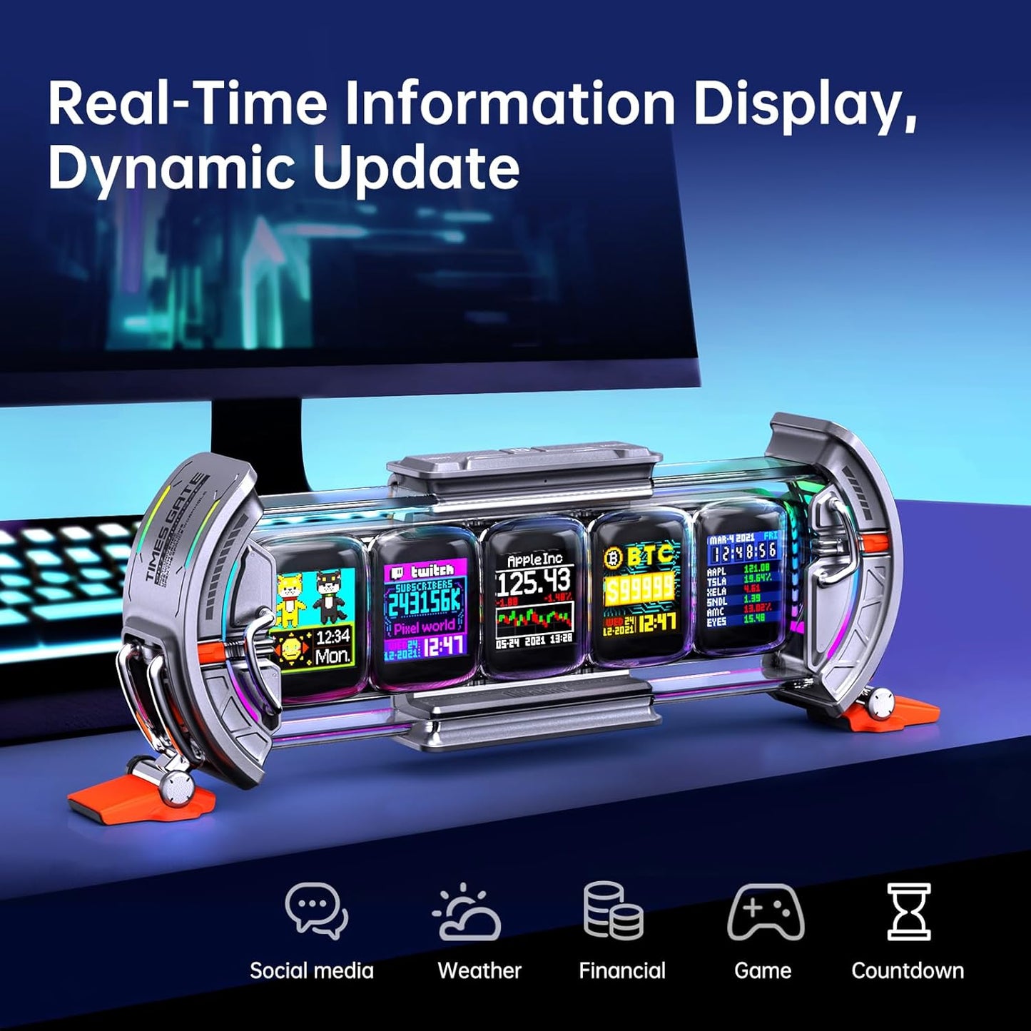 Divoom Times Gate - Cyberpunk Gaming Setup Digital Clock