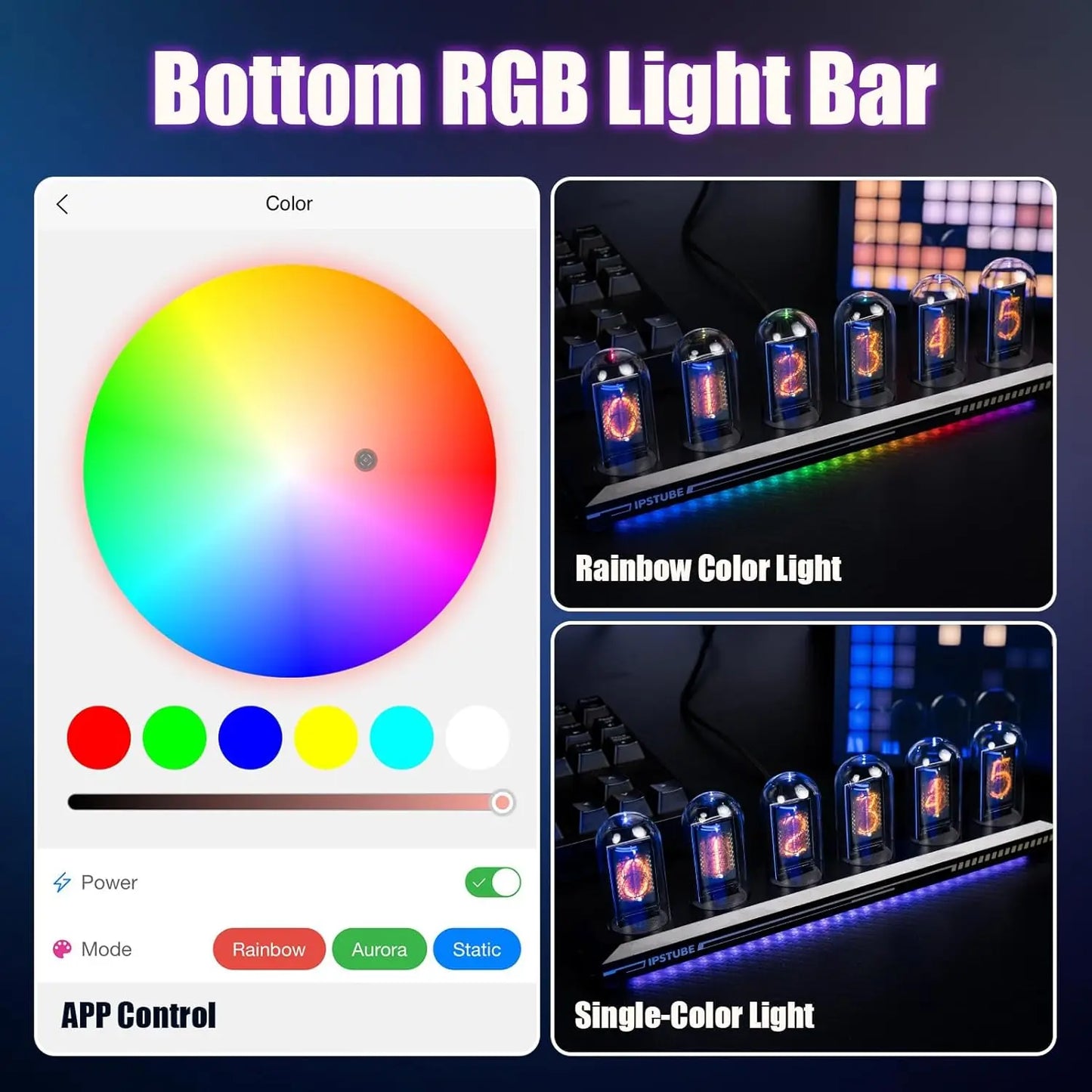 Nixie Tube RGB Retro IPS Glows Digital Clock