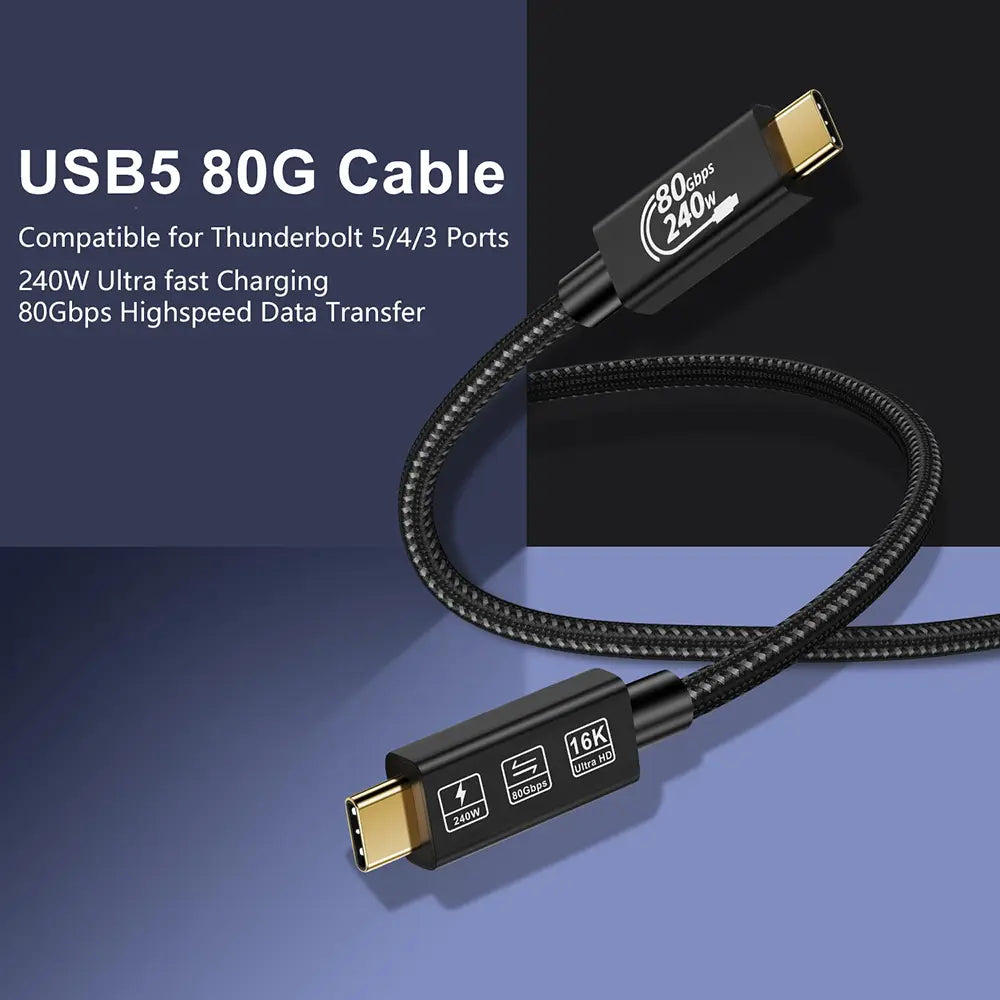 Thunderbolt5 80Gbps 240W Cable Wtih Nylon Braided